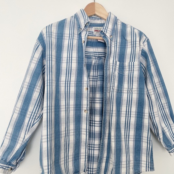 Vintage Jordache Blue and White Striped Shirt - Picture 2 of 5